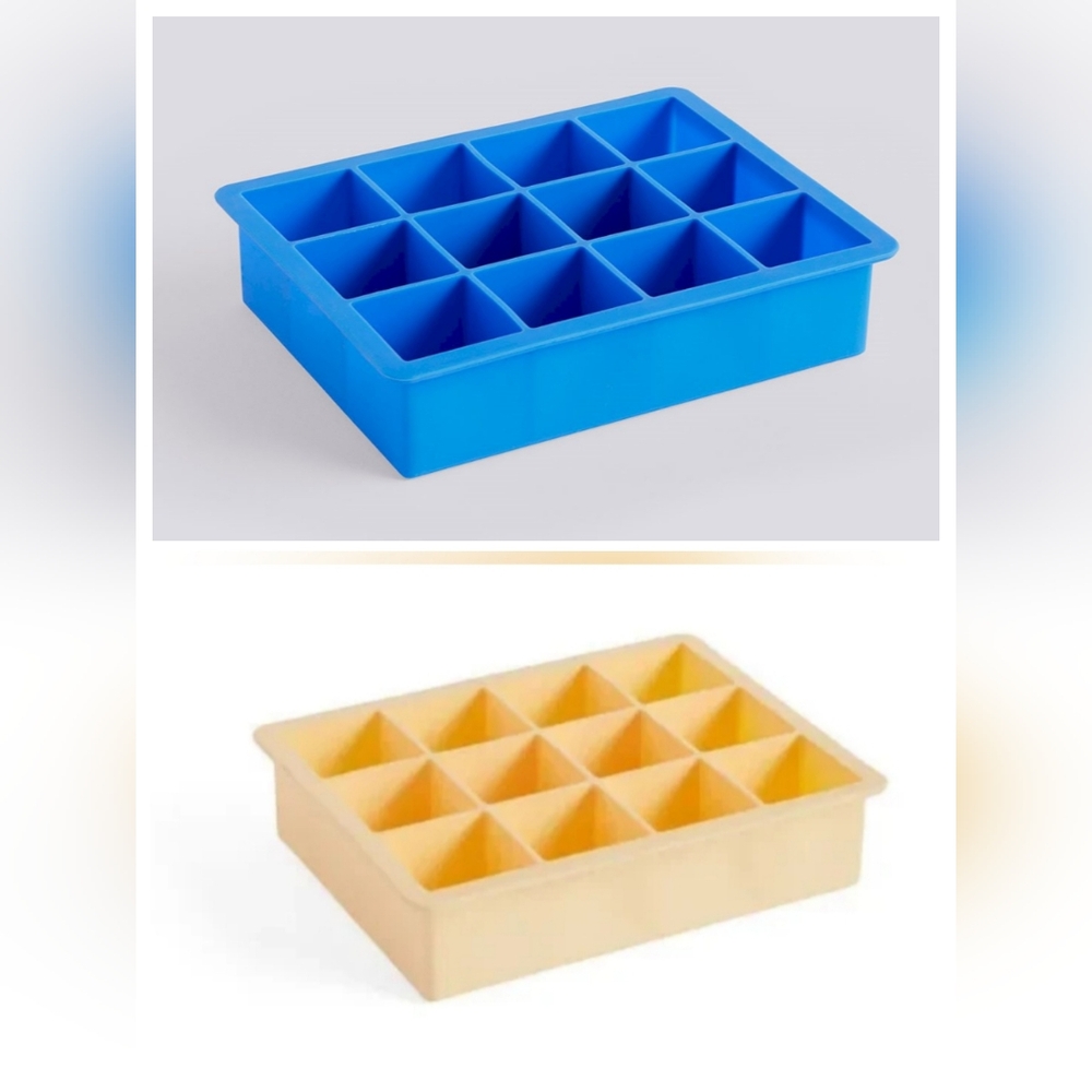 HAY Yellow Or Blue Silicone Ice Cube XL Trays--Pack Of 2, Dishwasher Safe